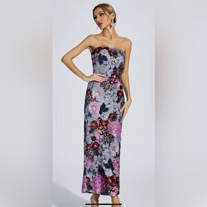 Strapless Floral Maxi Dress